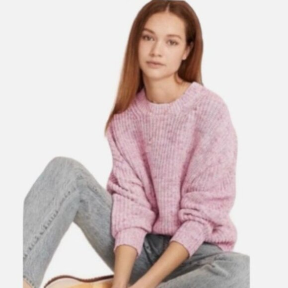 JCrew Marled Cotton-Blend Crewneck Sweater Raspberry Spraydye Pink XXL BF721 - Picture 4 of 6